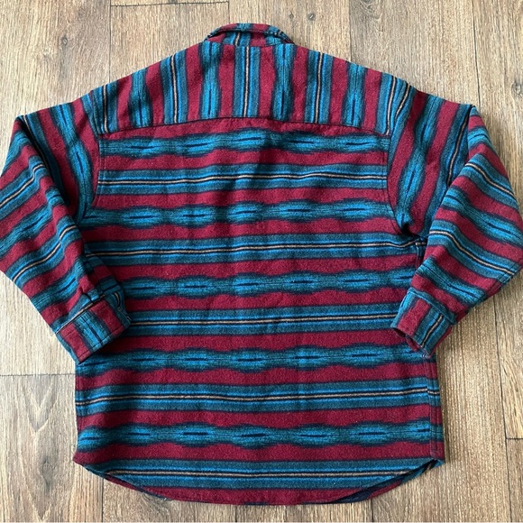 Vintage Pendleton lobo aztec southwestern western wool button front shirt large - Picture 7 of 9